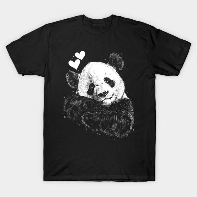 Cute Panda falling in love | Valentine day Panda T-Shirt by Monochromania